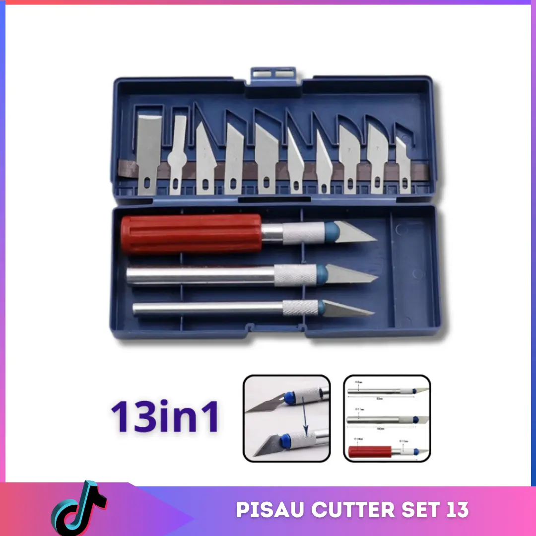 Pen Cutter 13in1 SET 3 Handle Pisau Ukir Carving Art Knife Cutter Blade 13 Buah