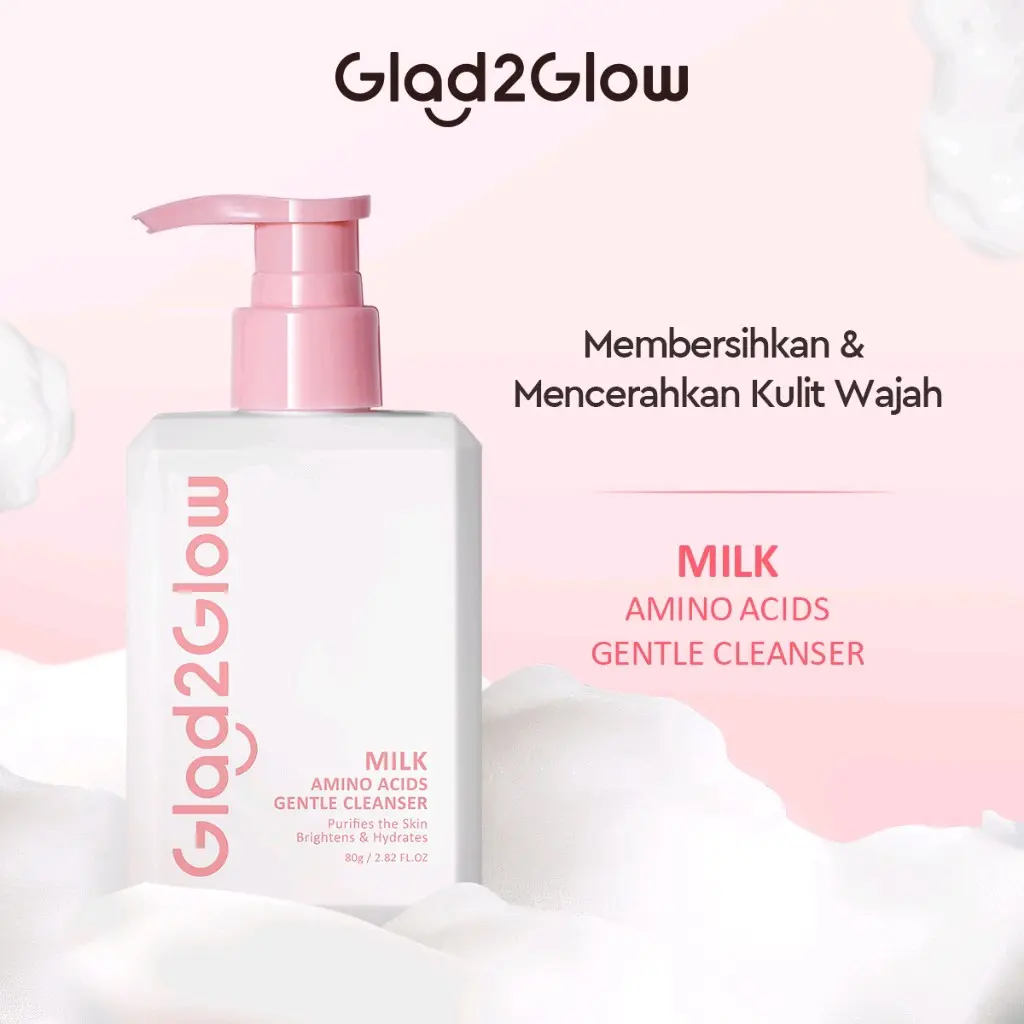 GLAD2GLOW Milk Amino Acid Pembersih Wajah & Mencerahkan