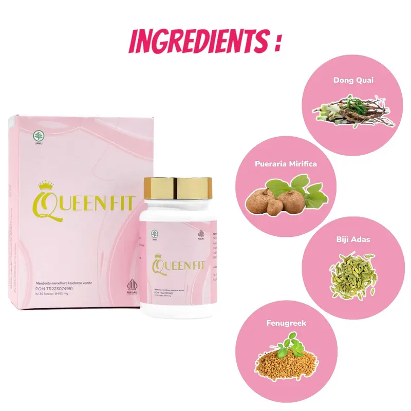 ( BUNDLE 2 BOX ) Queenfit Booster Suplemen PD Montok dan Kencang Herbal Hormon Estrogen Pengaktif Hormon Kewanitaan 2