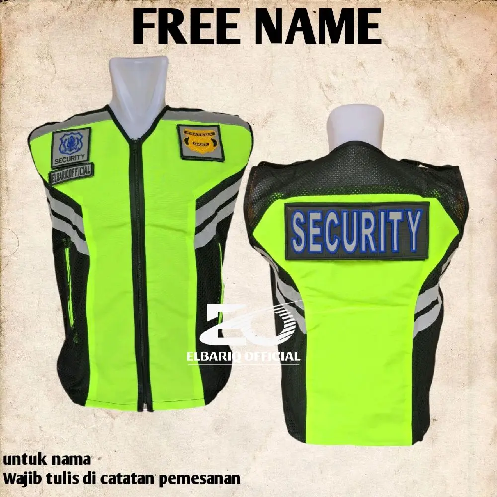 rompi jala taslan satpam/security rompi jala taslan terbaru rompi taslan satpam hijau iga hitam terbaik Logo bordir