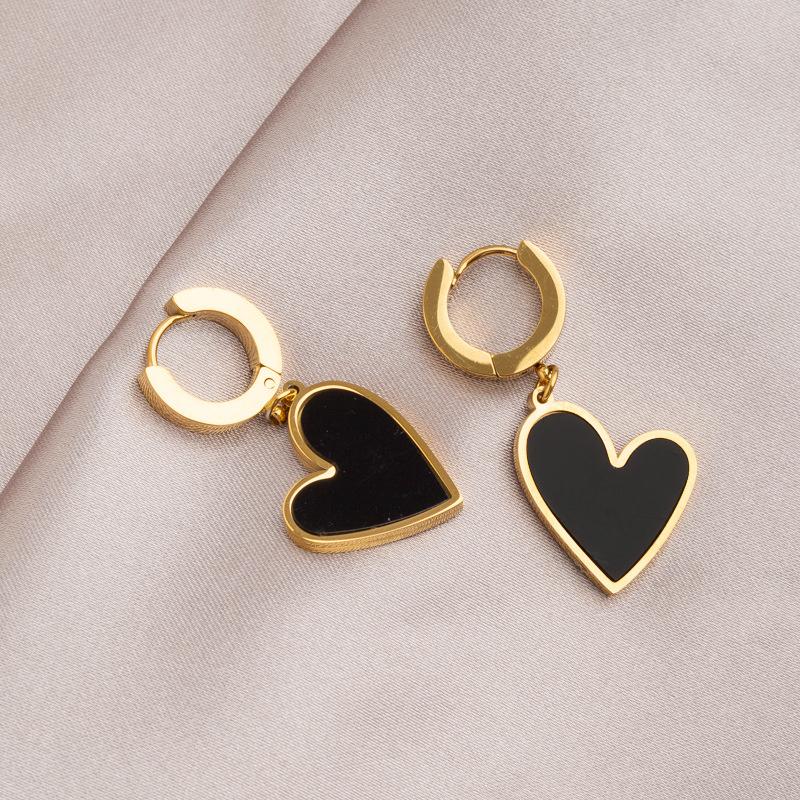Fashion Elegant Love Heart Titanium Steel Drop Earring For Women Girl Simple Romantic Charms Hoop Earring Vintage Trendy Jewelry Gift 1