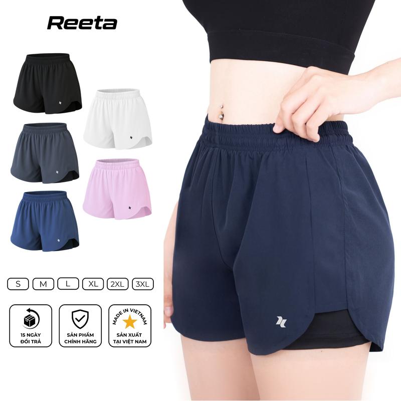 Quần short đùi thể thao 2 lớp nữ Reeta tập gym - yoga - chạy bộ - nhiều màu có bigsize - C3073