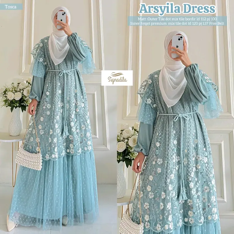 Asyila dress by Signadila//ceruty plisket full furing premium best seller 0