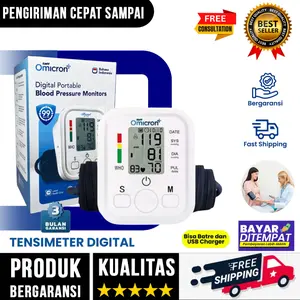 TaffOmicron Alat Ukur Tekanan Tensi Darah Tensimeter Digital LED Pengukur Tekanan Darah Dengan Fitur Notifikasi Suara Bahasa Indonesia BW-3205 Blood Pressure Measurement Electronic Sphygmomanometer Monitor Pulse Heart Beat Rate Meter Tensi Meter Digital
