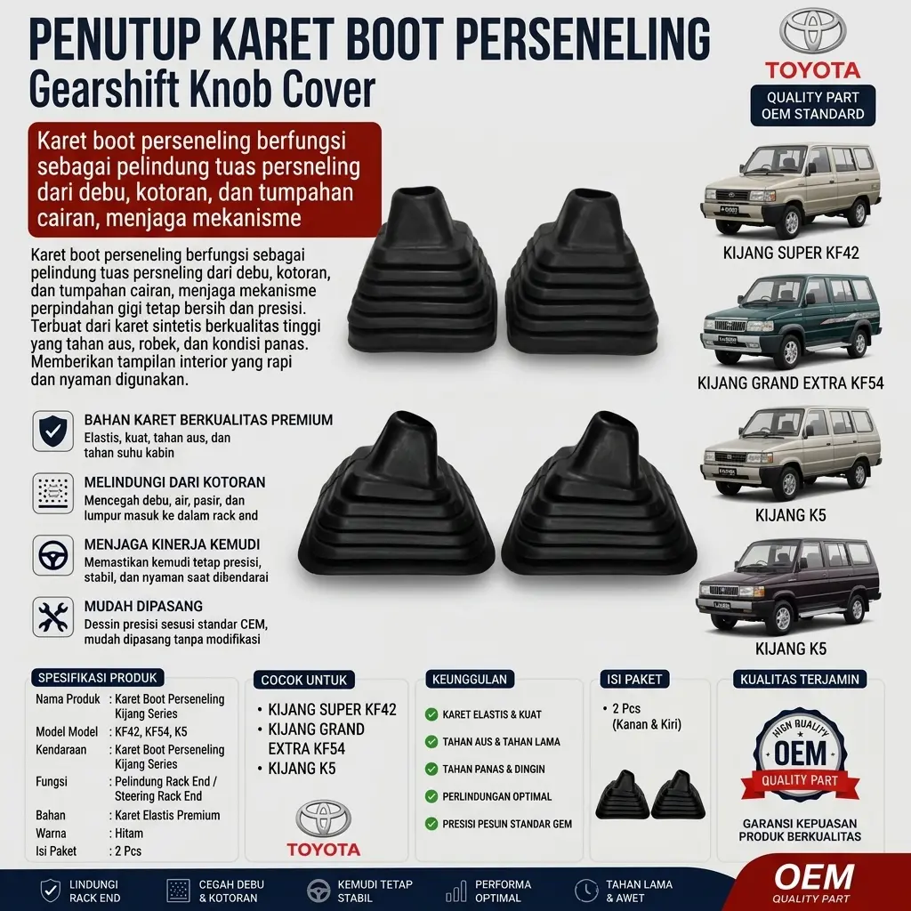 penutup karet boot perseneling Gearshift knob cover kijang