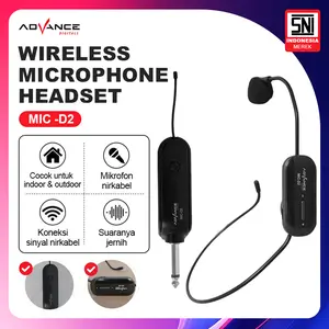 Advance MIC-D2 Wireless Microphone Headset D-2 Mikrofon Bando Garansi Resmi 1 Tahun Audio Berkualitas Tinggi Baterai Optimal & Performa Maksimal