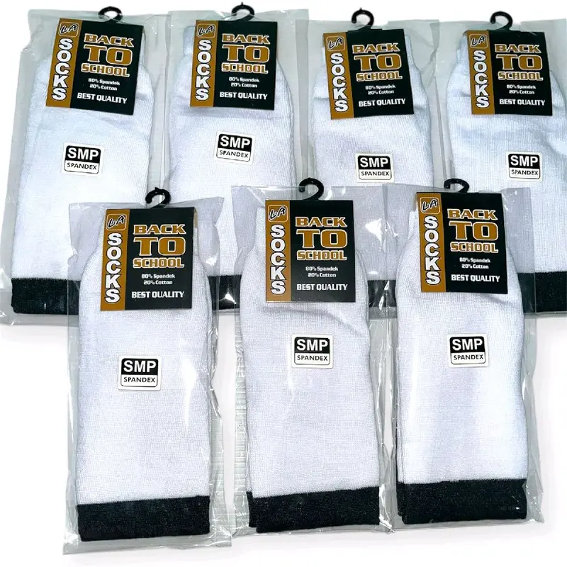 6 Pasang Kaos Kaki Anak Sekolah SD SMP SMA Hitam Putih Panjang Lembut Fashion 0