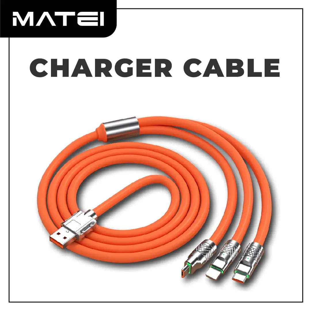 Matei Kabel Data Fast Charging 1.2M 120W 6A kabel Micro / Type-C/ iphone usb Dengan Lampu Indikasi 3 In 1