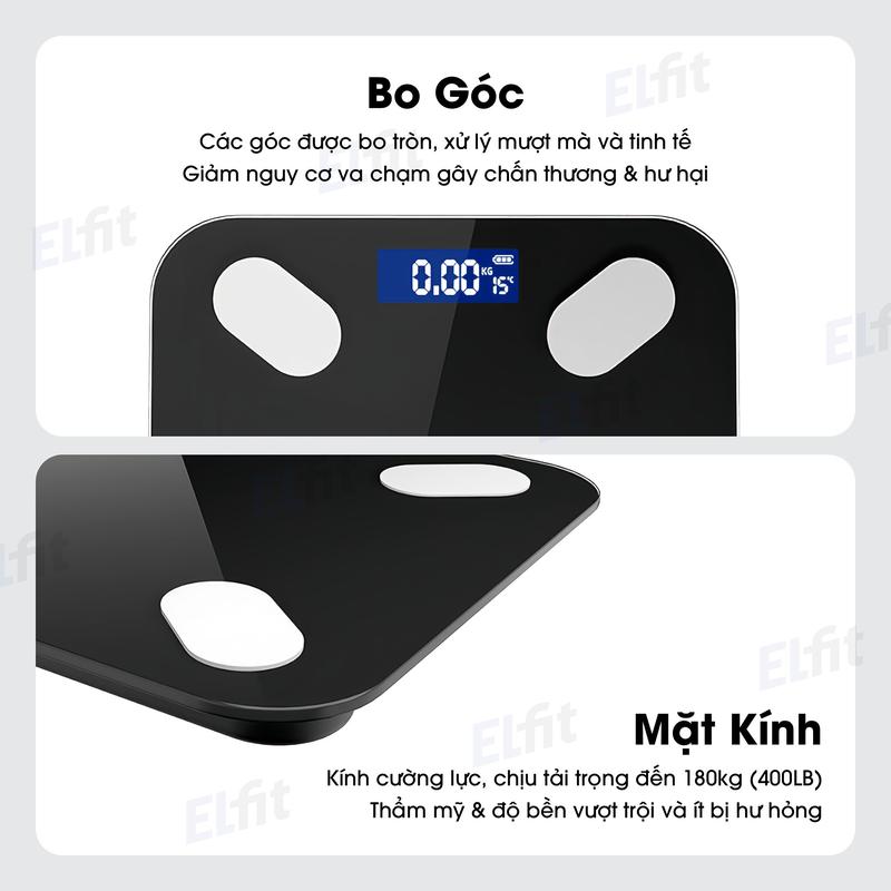 Cân Sức Khỏe Điện Tử Thông Min Kèm Pin Phân Tích Chỉ Số Cơ Thể Kết Nối Bluetooth Kiểu Dáng Hiện Đại Nhỏ Gọn Nhiều phép đo thành phần cơ thể 7