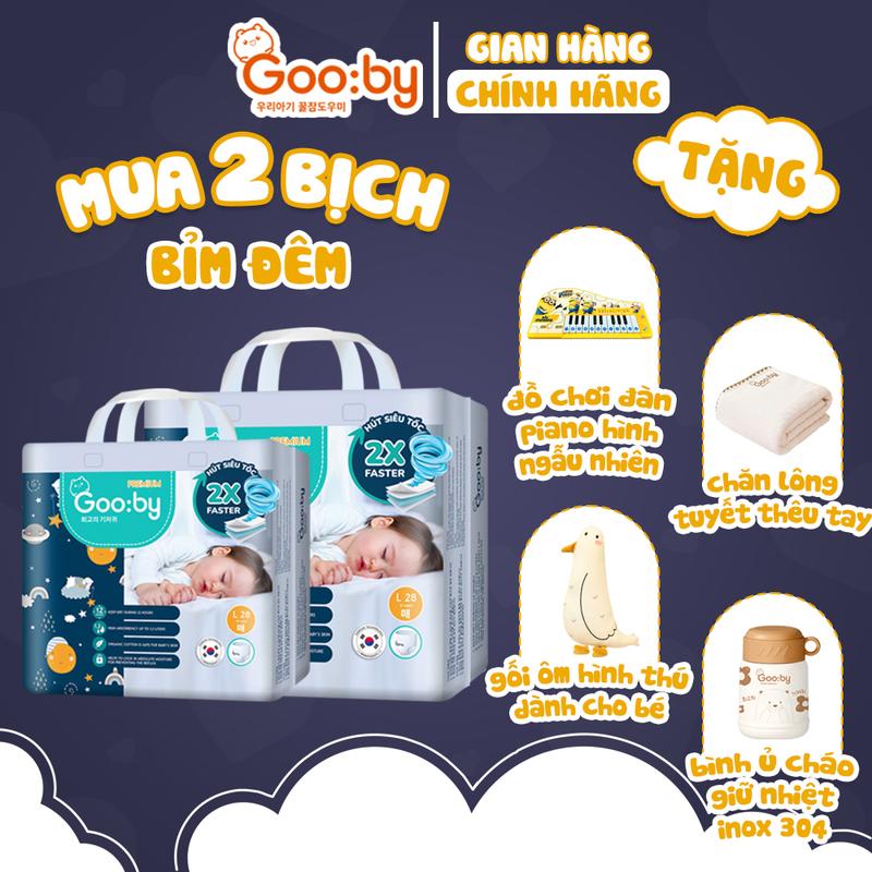 Combo quà 2 Bịch Tã bỉm Gooby Premium - Bỉm đêm siêu mỏng chống tràn đủ size cho bé 4-30KG