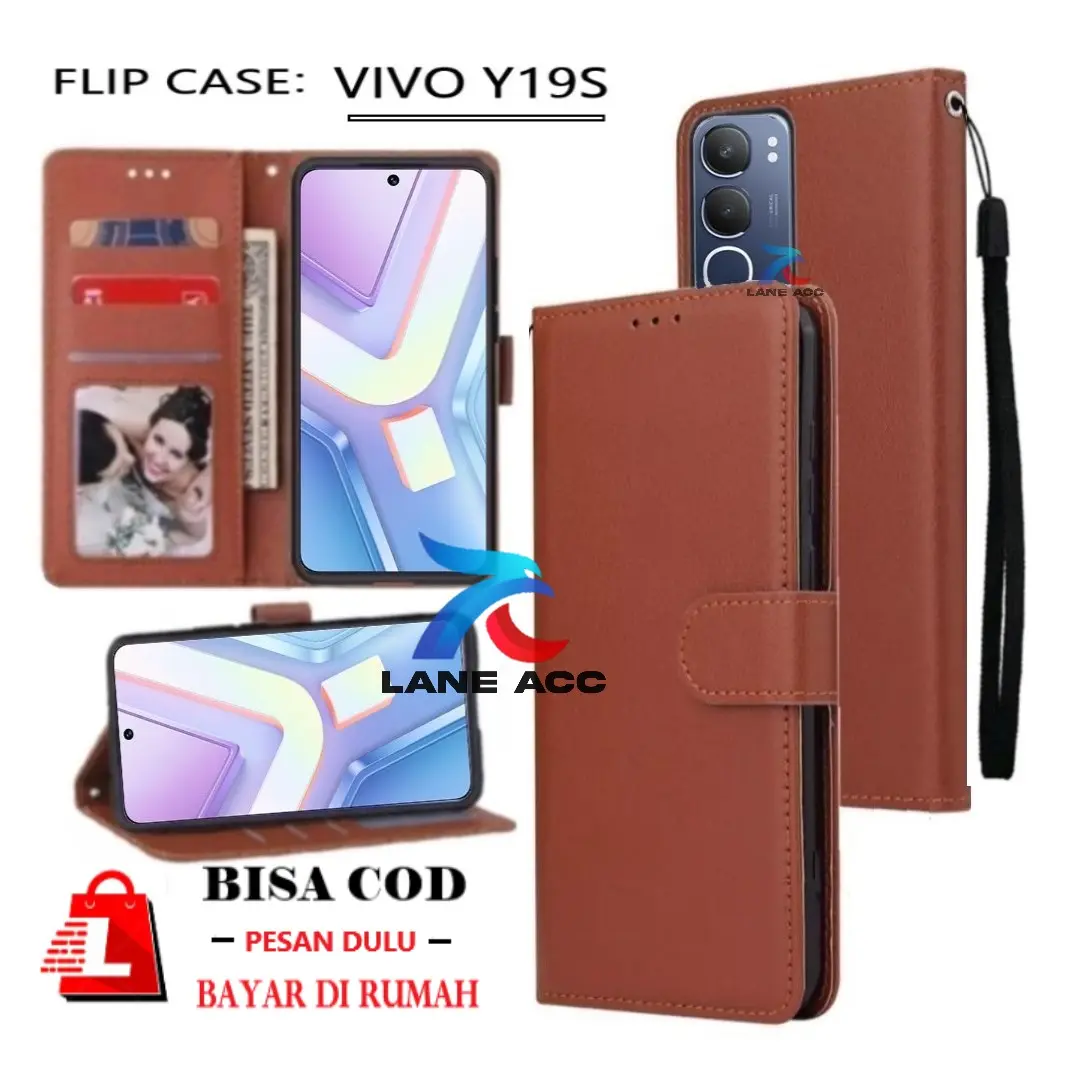 FLIP CASE FOR VIVO Y19S-KESING  WALLET PREMIUM- CASE LEATHER-FLIP COVER Ponsel Protection Casing vivo y19s