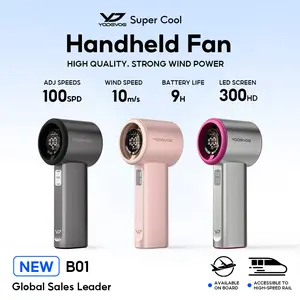 Yodevoe B01 High-speed Portable Handheld Fan 4000MAH Mini kipas Strong Wind 100 Gear Wind Speed kipas angin Digital Display Adjustable Turbo kipas tangan untuk olahraga luar ruangan dan pendinginan cepat