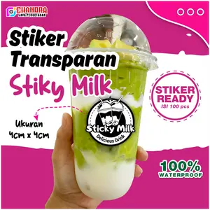 STIKER TRANSPARAN STIKY MILK | ISI 100 PCS | READY STOK | WATERPROOF
