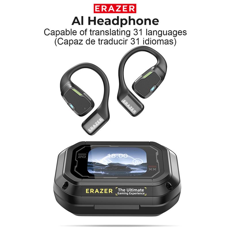 ERAZER XP6 AI Smart True Wireless Bluetooth Headset V5.4 TWS AI Real-time Translation Conversation Downloadable APP Download LED Touch Screen OWS Headphone Olahraga Gaming 1