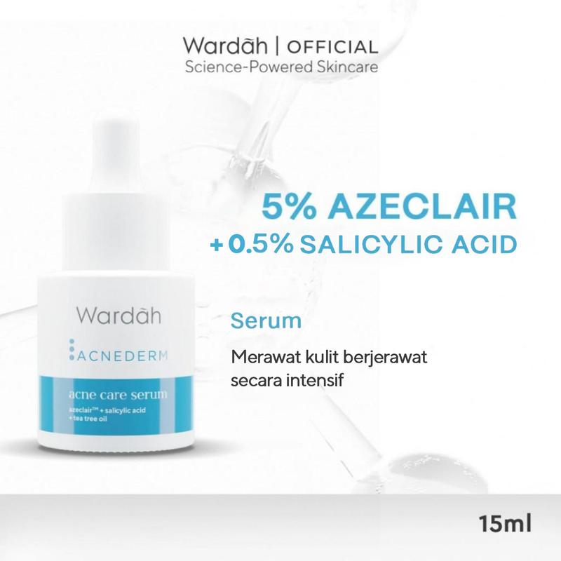 WARDAH 5% Azeclair + Salicylic Acid serum Acnederm Acne Care 15 ml - Serum dengan Tea Tree Oil - Serum Jerawat dan Mencerahkan Kulit - Menyamarkan Noda Bekas, Mengurangi Minyak Berlebih - Skincare 0