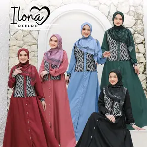 Ilona Abaya Mix Tenun by Novelova - Gamis Muslimah