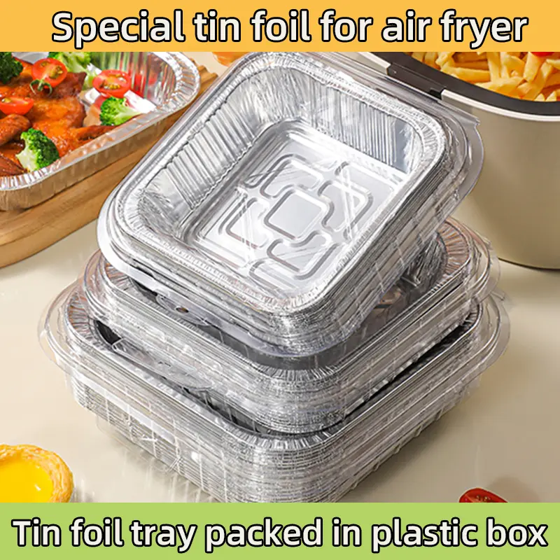 Air fryer special paper tin foil tray aluminum foil baking tray barbecue disposable cookware baking utensils oven grease-proof paper kitchenware air  fryer