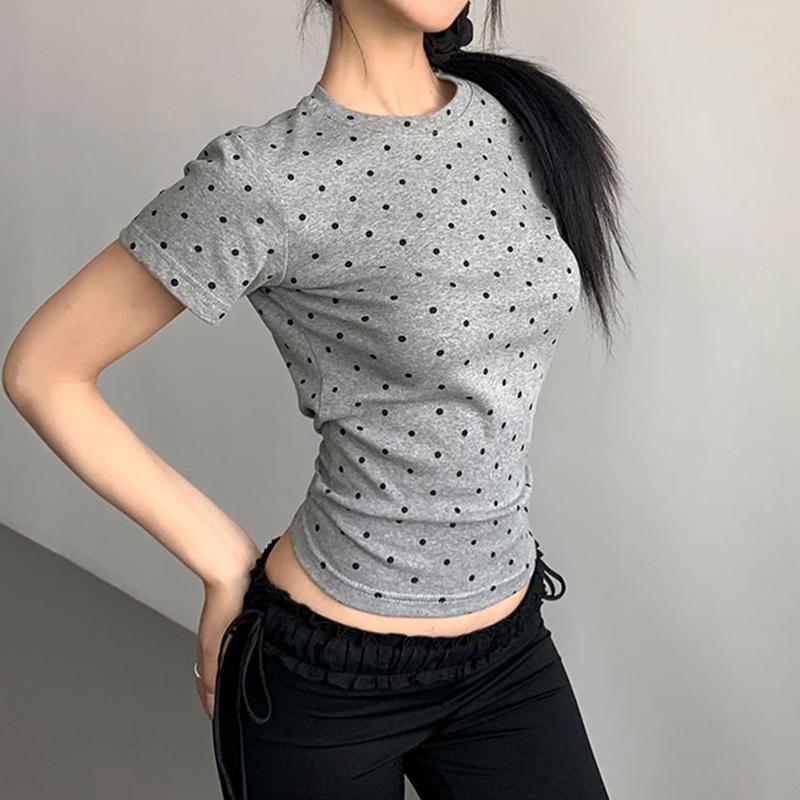 Product Introduction of [Premium] Kaus Lengan Pendek Polkadot Wanita Seksi Gaya Eropa dan Amerika/Atasan Wanita Kekinian 4