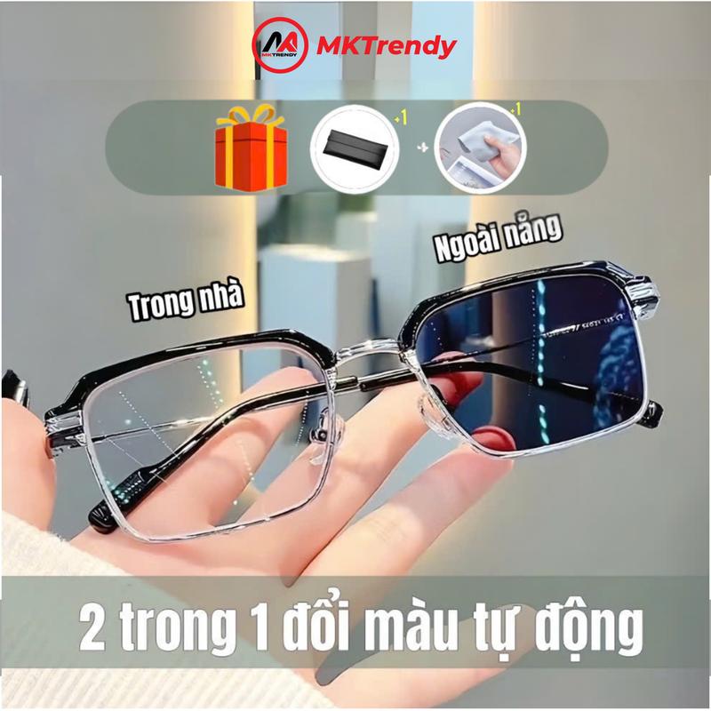 Mã X10 Kính Đổi Màu Dưới Nắng Nam Nữ Không Độ Gọng Hợp Kim Kính Mát Thời Trang Cao Cấp Kính Râm Nam Nữ Chống UV Chống Nắng Chống Bụi Mắt Kín