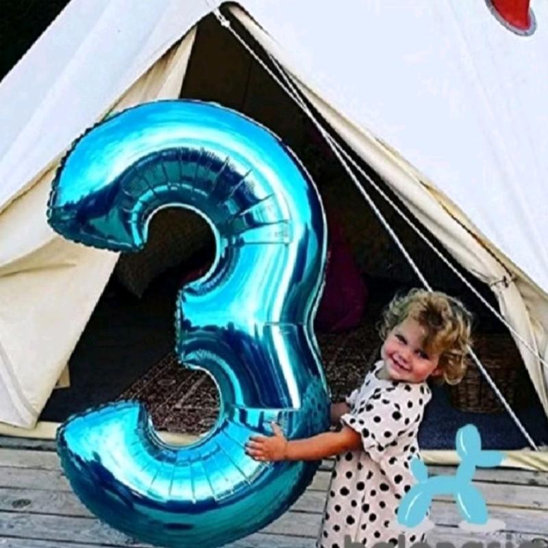 Balon Angka Warna Biru Ukuran Jumbo 80 cm - Ideal untuk Dekorasi Acara Spesial 3