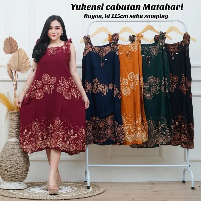 Daster Yukensi 3 PCS USAHA Paket Motif Nyaman Rayon Panjang Wanita Busui Batik Pendek Kancing Katun Tidur Ibu Bumil Bahan Rayon Santung Adem untuk Berbagai Aktivitas di Rumah 4