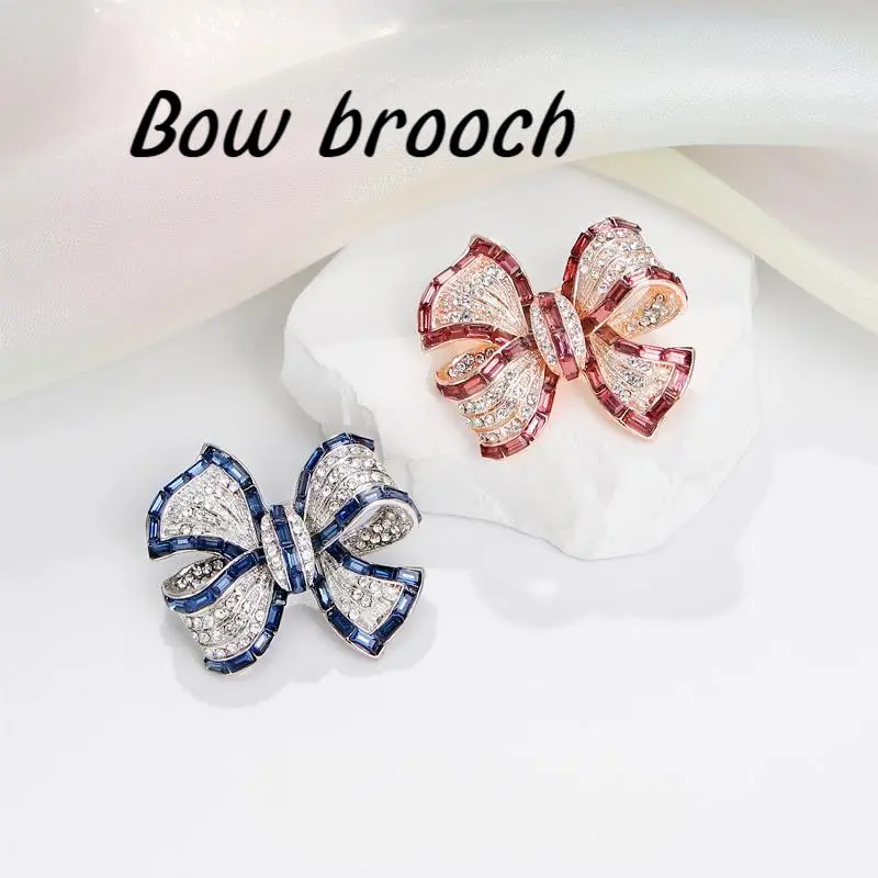 Mother Day Gifts Korean Zircon Bow Brooch  Anti Glare Pin Exquisite Dress Suit Collar Brooch  Pin Accessories