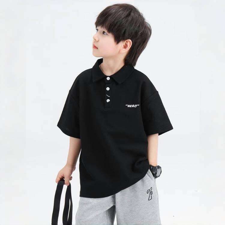 20-60kg Áo Phông Cổ POLO Tay Lửng, Họa Tiết Chữ HERO, Phong Cách Hàn Quốc, Áo Bé Trai 4