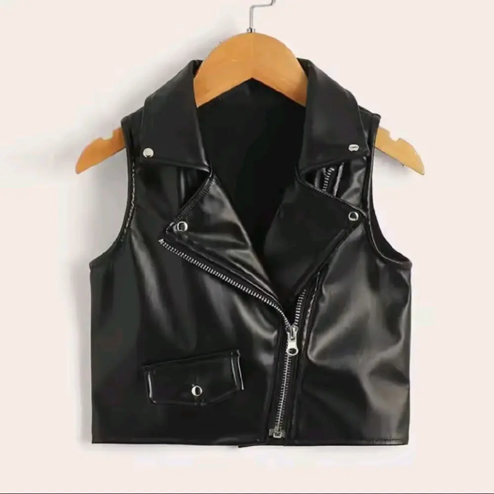 Rompi Vest Kulit Anak Perempuan Terbaru Keren Kekinian Tangtop Lucu Fashion Korean - Semi Kulit Viena - Jaket