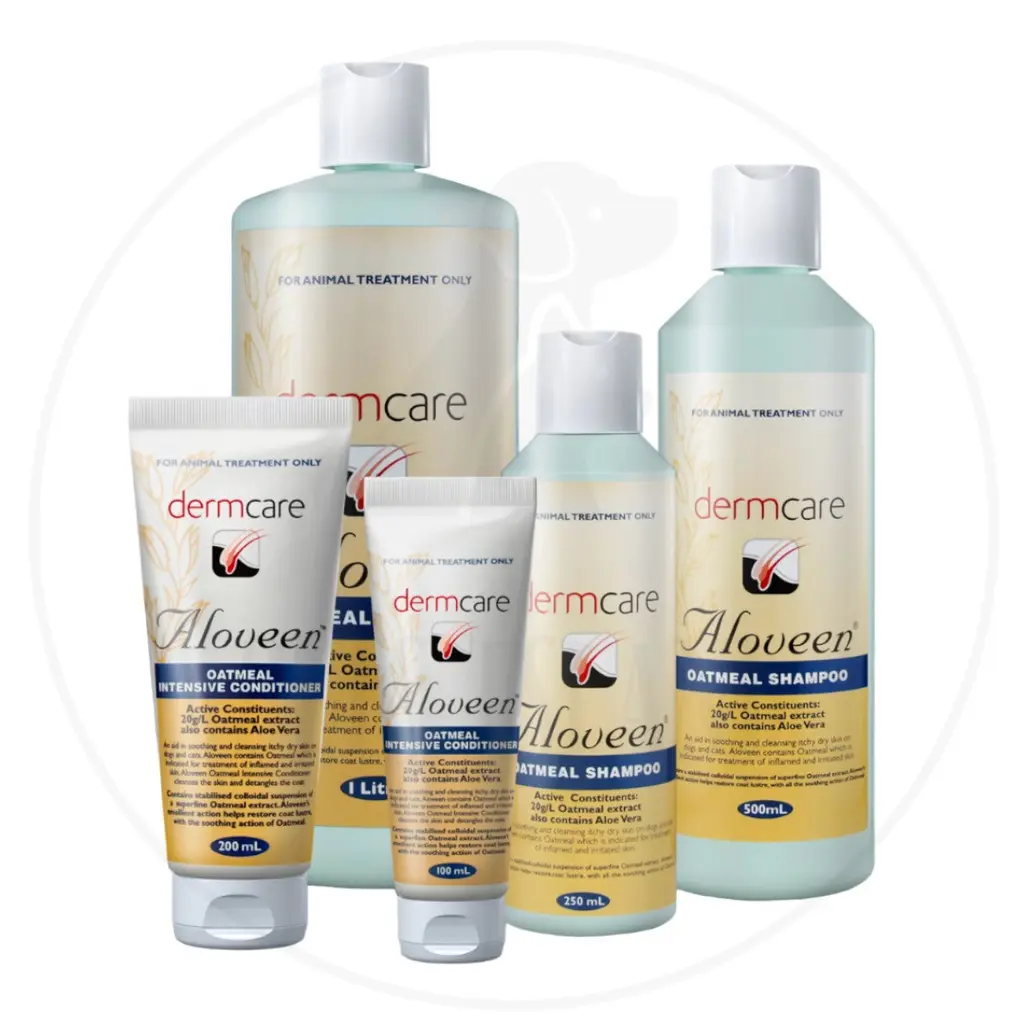 [PETS ISLAND]Dermcare Aloveen Oatmeal & Pyohex Medicated Shampoo and Conditioner for Pets