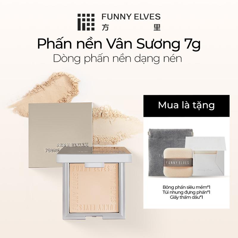 FunnyElves Phấn nền Vân Sương 7g,Phấn phủ chống nắng mờ 8g SPF38 PA++ ,Kiểm soát dầu giữ màu lâu chống thấm nước,che khuyết diểm và làm mờ lỗ chân lông.MUA 1 TẶNG 1: Tặng kèm 1 hộp giấy thấm dầu TB