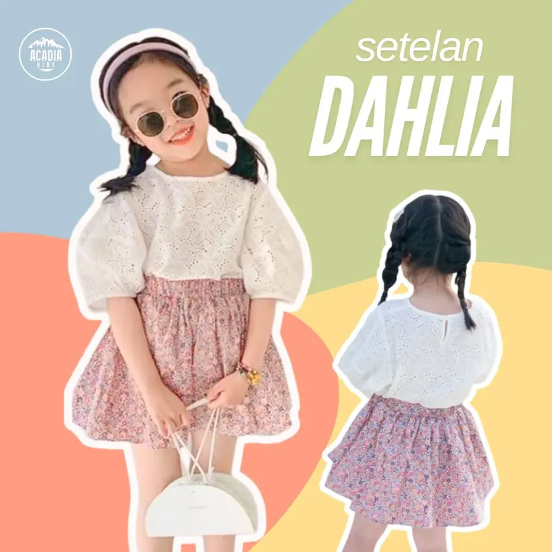 acadiakids Setelan Anak Perempuan DAHLIA Lengan Pendek Rok Pendek premium Fashion 0