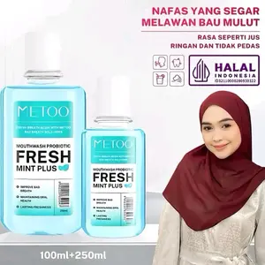 Metoo Mouthwash Fresh Mint Plus 250ml+100ml Halal Indonesia Nafas Segar Melawan Bau Mulut Rasa Jus Ringan