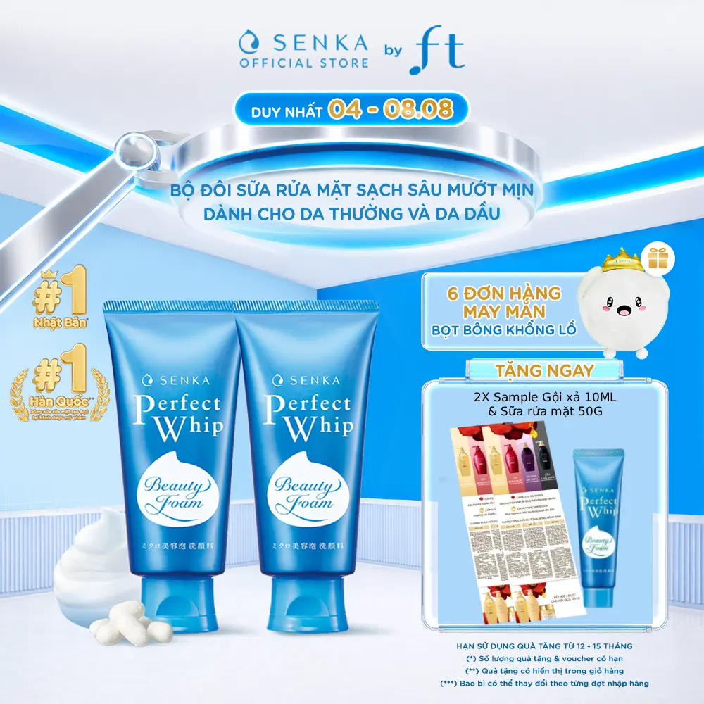Bộ đôi sữa rửa mặt sạch sâu mướt mịn SENKA PERFECT WHIP 120GX2