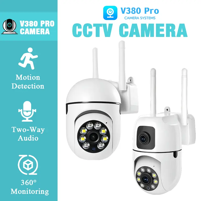 V380 Pro CCTV Kamera Keamanan HD Rumah Tangga Lihat Jarak Jauh melalui Ponsel Deteksi Gerakan Pelacakan Otomatis Penglihatan Malam