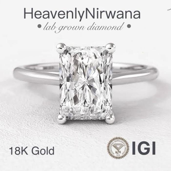 Gambar RADIANT Diamond 18 Gold SOLITAIRE - Cincin Berlian Wanita Emas 750. Lab Grown Diamond with IGI Certificate - 1ct - 2gr dari HeavenlyNirwana Kab. Tangerang Tokopedia