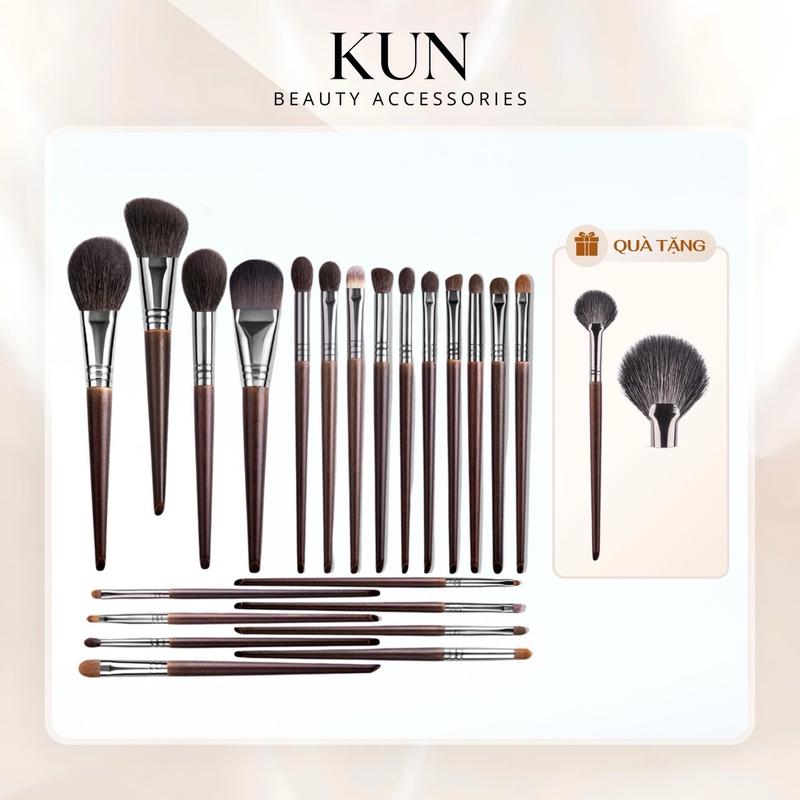 Bộ cọ trang điểm OVW 22 cây cán nâu lông động vật chuyên nghiệp cọ Ovw - KunCosmetic, Mỹ Phẩm Nữ Women