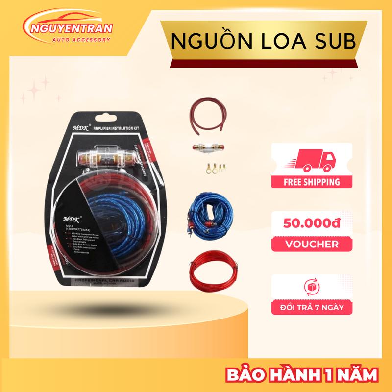  Bộ Dây Nguồn Loa Sub Ô Tô - Full Bộ Kit Dây Lắp Đặt Loa Siêu Trầm Ô Tô Dây MD-8 1500W BH 1 Năm Phụ Kiện 