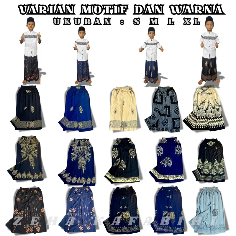 ZEHA - Sarung Instan Anak Laki Laki Usia 2 - 12 Tahun - Setelan Koko  Sarung Instan  Bahan Rayon Katun Poli Karet Pinggang Melingkar Nyaman di pakai 3