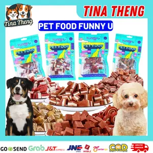 Snack Cemilan Anjing FUNNY U Dog Treats Snack Anjing Treat Stick Cemilan Sehat Dari Daging Segar / Doggy Dog Snack Tulang Gigit Twist Stick Snack Anjing DOG RAWHIDE  Rasa Susu & BBQ Untuk Kesehatan Gigi Anjing Pet Snack