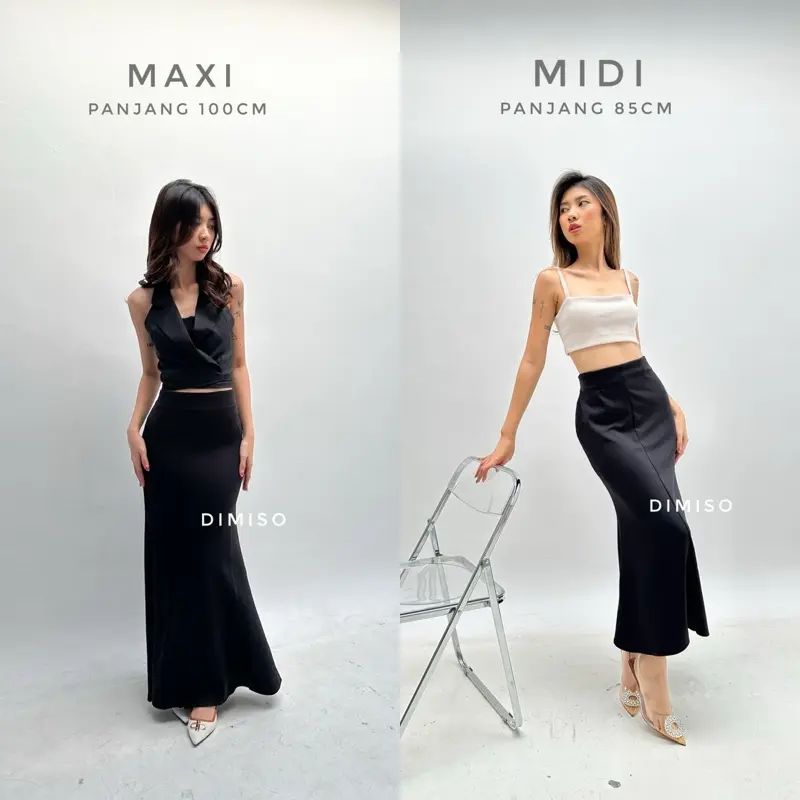 Dimiso - Belle Flare Skirt - Rok Flare Maxi Wanita - Mermaid Maxi Skirt Rok Panjang Wanita - Korean Loose Maxi Skirt Rok Wanita Anti Kusut - Rok Basic Polos 1