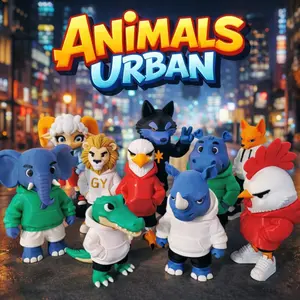 Animals Urban Figure – Mainan Koleksi Hewan Street Style 3D Print PLA+ | Pajangan Unik & Cute Character