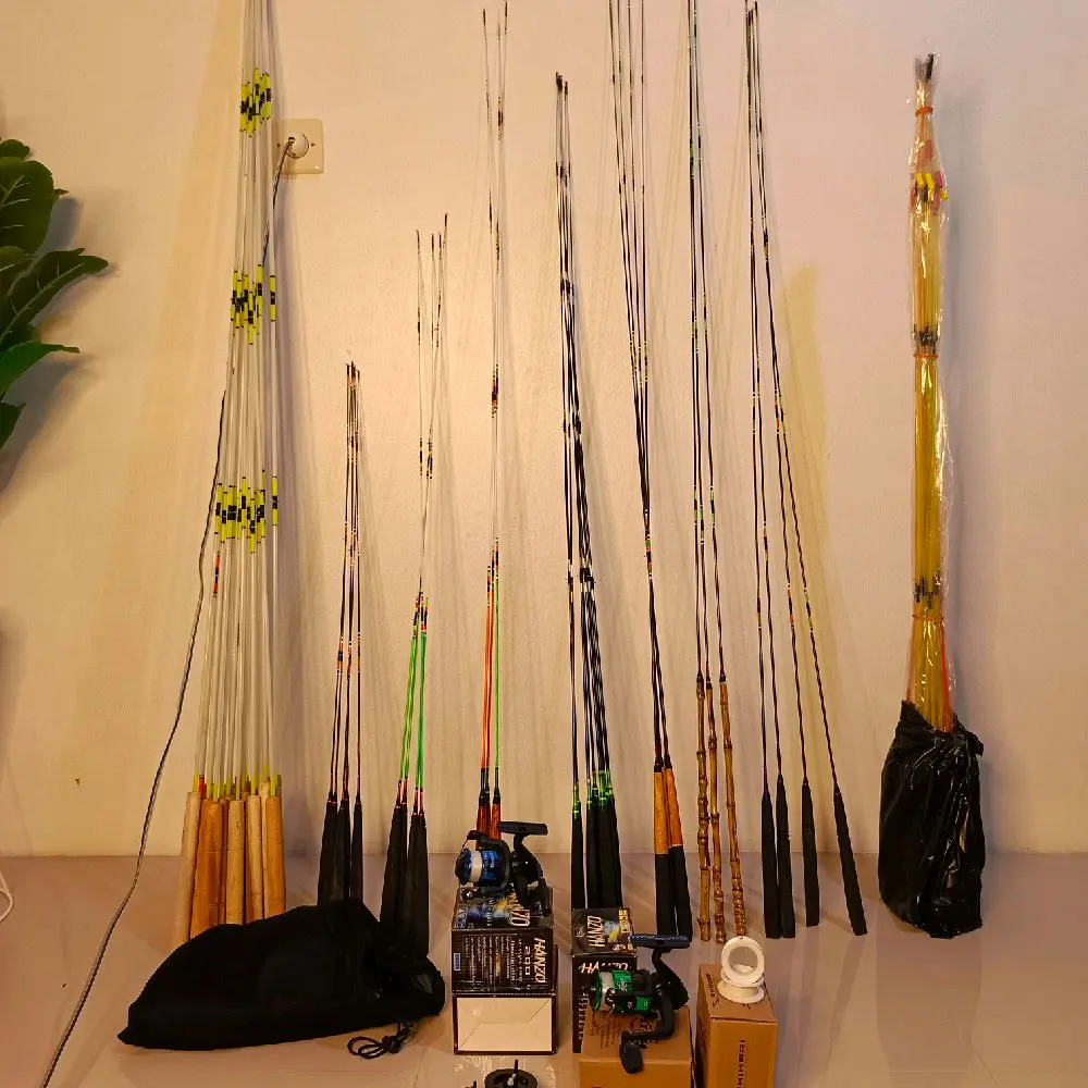 5ribuan (tanpa reel) Joran lentur kayu hitam, joran kaku,