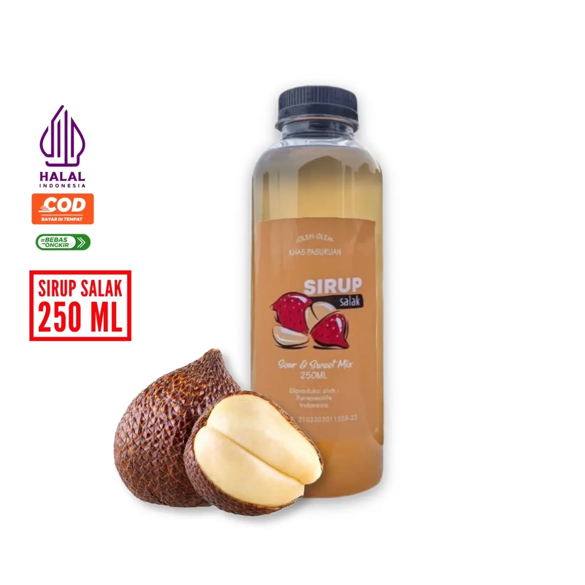 Sirup SALAK 250ml gula murni siap seduh rasa salak khas pasuruan jus salak minuman segar purnamalife Syrup