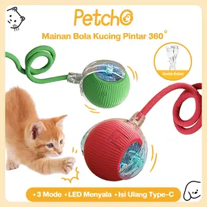 Petcho Mainan Bola Kucing Otomatis Smart 360° dengan Lampu LED Interaktif Bisa Berputar