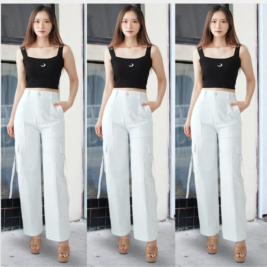 JISOO Celana Wanita Import Soft Jeans Cargo 075 cargo  jeans Denim Stretch Panjang Nyaman