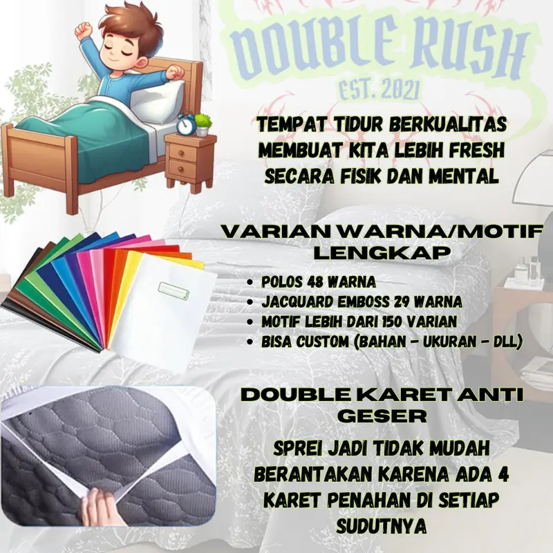DRS Sprei Anti Geser Double Karet Motif Abstrak Aesthetics Ukuran 160 180 200 Tinggi 20 - 30CM Seprei 160x200 sprei murah dan bagus Uk 180x200 Kekinian Seprai Jumbo 200x200 Sarung Bantal Guling 4