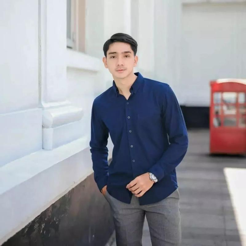 Product Introduction of Kemeja Polos Pria Lengan Panjang Katun Premium Baju Kerja Kampus Kondangan Kantor Formal Casual Santai Nyaman Simple Navy Putih Hitam Slimfit kerah Kancing Variasi Hem 61