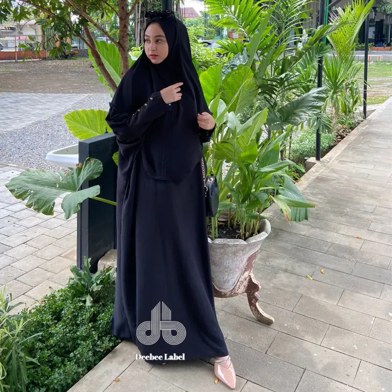 FATIMAH GAMIS KAFTAN ONE SET HIJAB SET SYAR'I GAMIS SYAR'I CRINCLE AIRFLOW PREMIUM 0