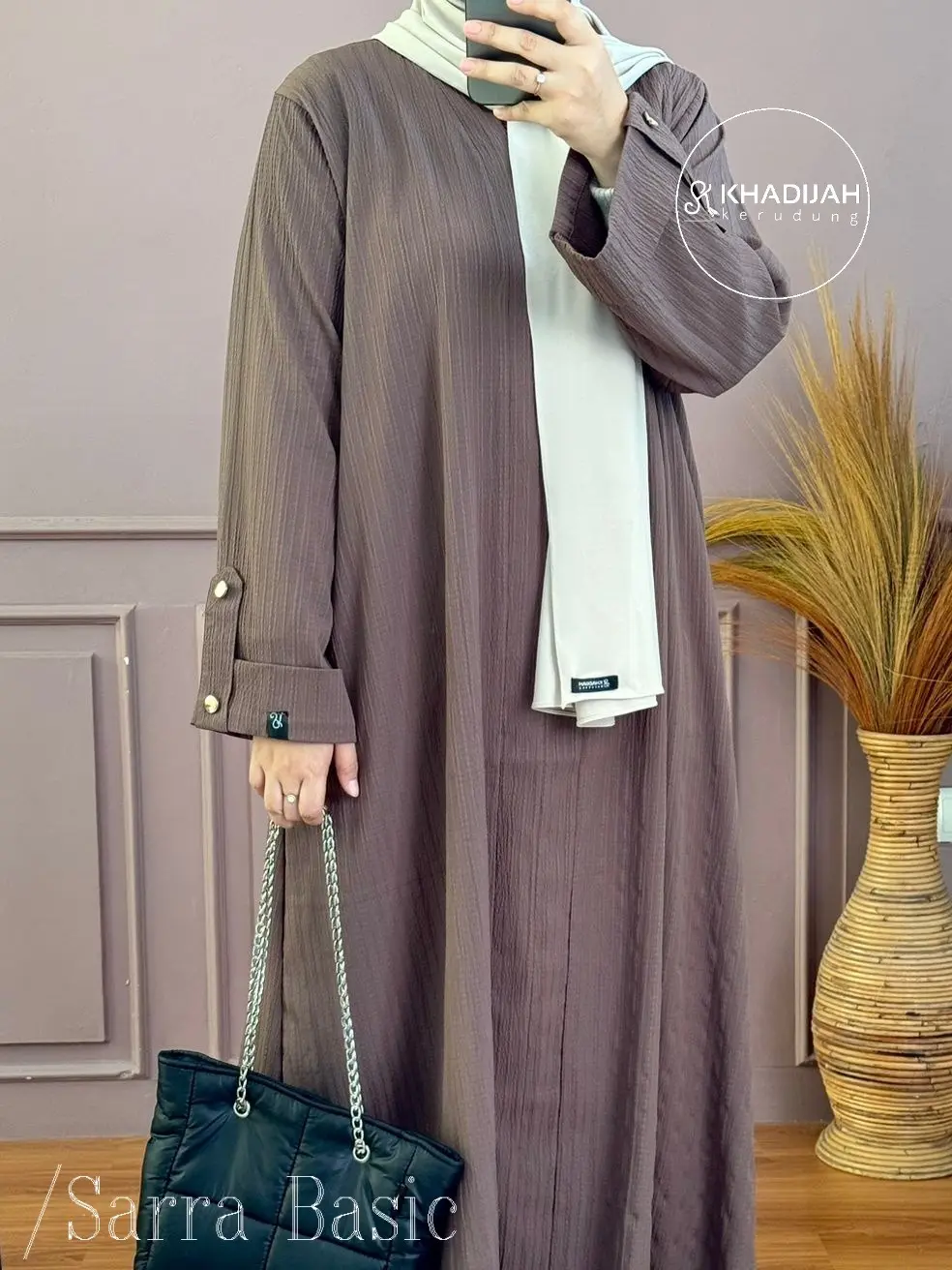 Abaya Gamis Busui Friendly Sarra Basic Bahan Viscose Dobby