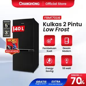 CHANGHONG KULKAS LEMARI ES 2 PINTU FBM170DB SEMI AUTO DEFROST [140L]